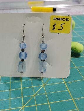 Brand Unknown Light Blue Beaded Drop Earrings - Women Jewelry
